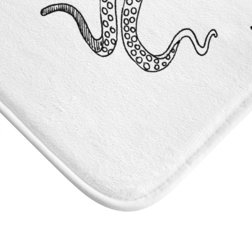 Be Kind to Cephalopods (Octopus) White Plush Bath Mat