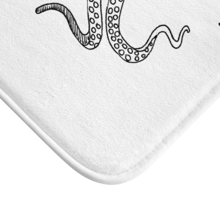 Be Kind to Cephalopods (Octopus) White Plush Bath Mat