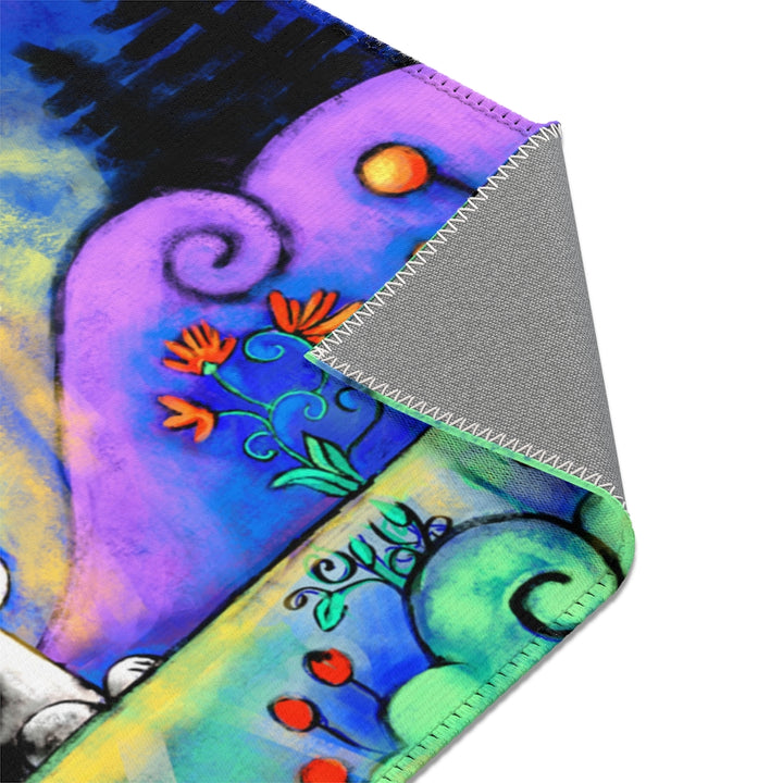 Two Dogs Under Moon Chenille Area Rug