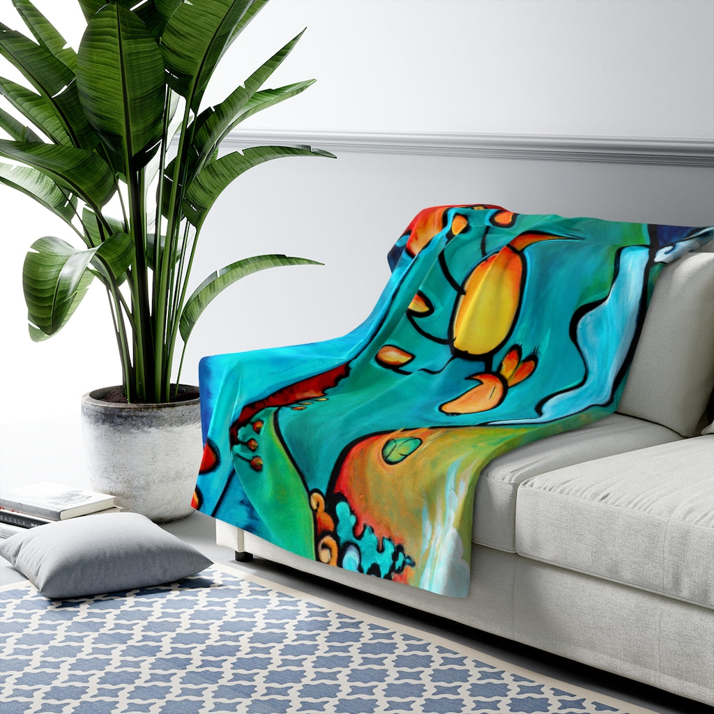 Leap of Faith (Dog) Sherpa Fleece Blanket