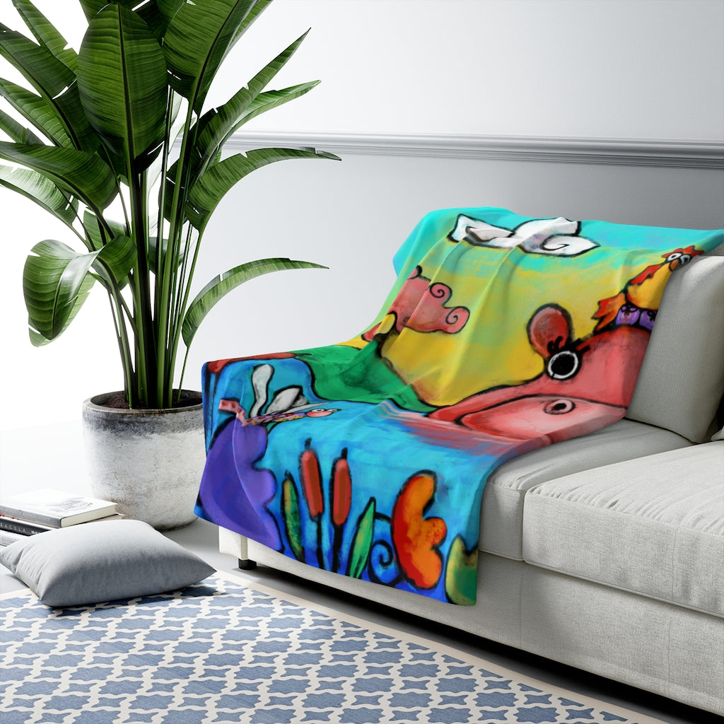 Hippo and Friends Sherpa Fleece Blanket