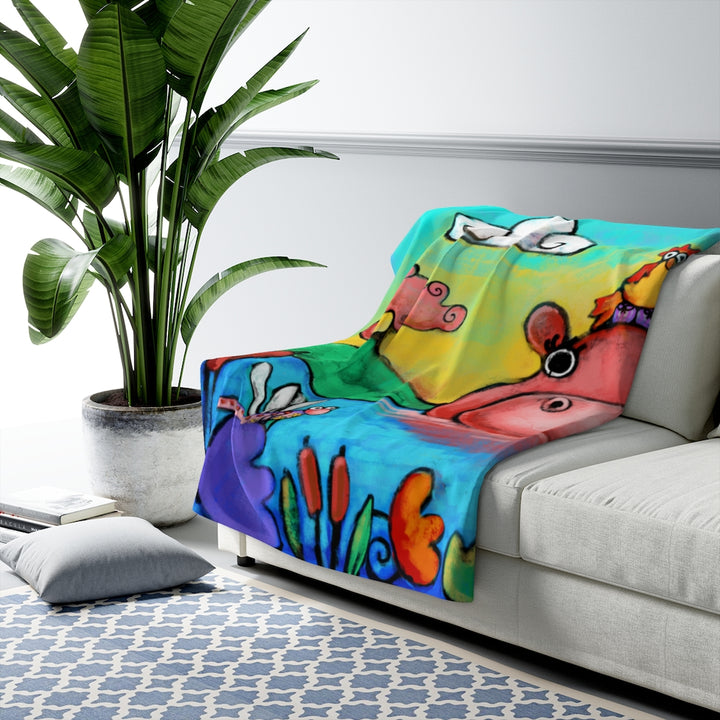 Hippo and Friends Sherpa Fleece Blanket