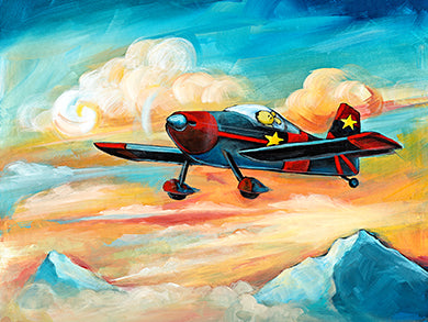 CUSTOM COMMISSIONED ORIGINAL PAINTING - Colorful Animal, Aviation, whimsical, Airstream, Quotes Art Kids, Pediatrics, Happy Art