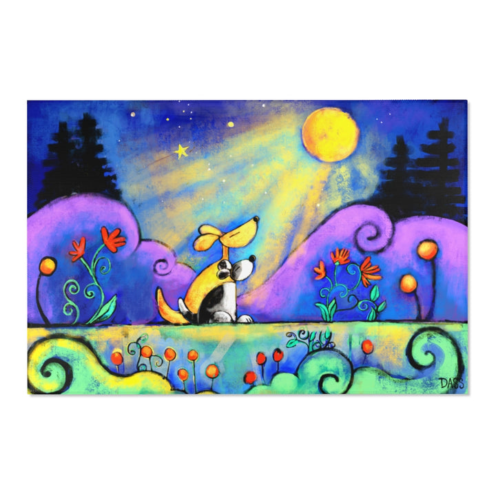 Two Dogs Under Moon Chenille Area Rug