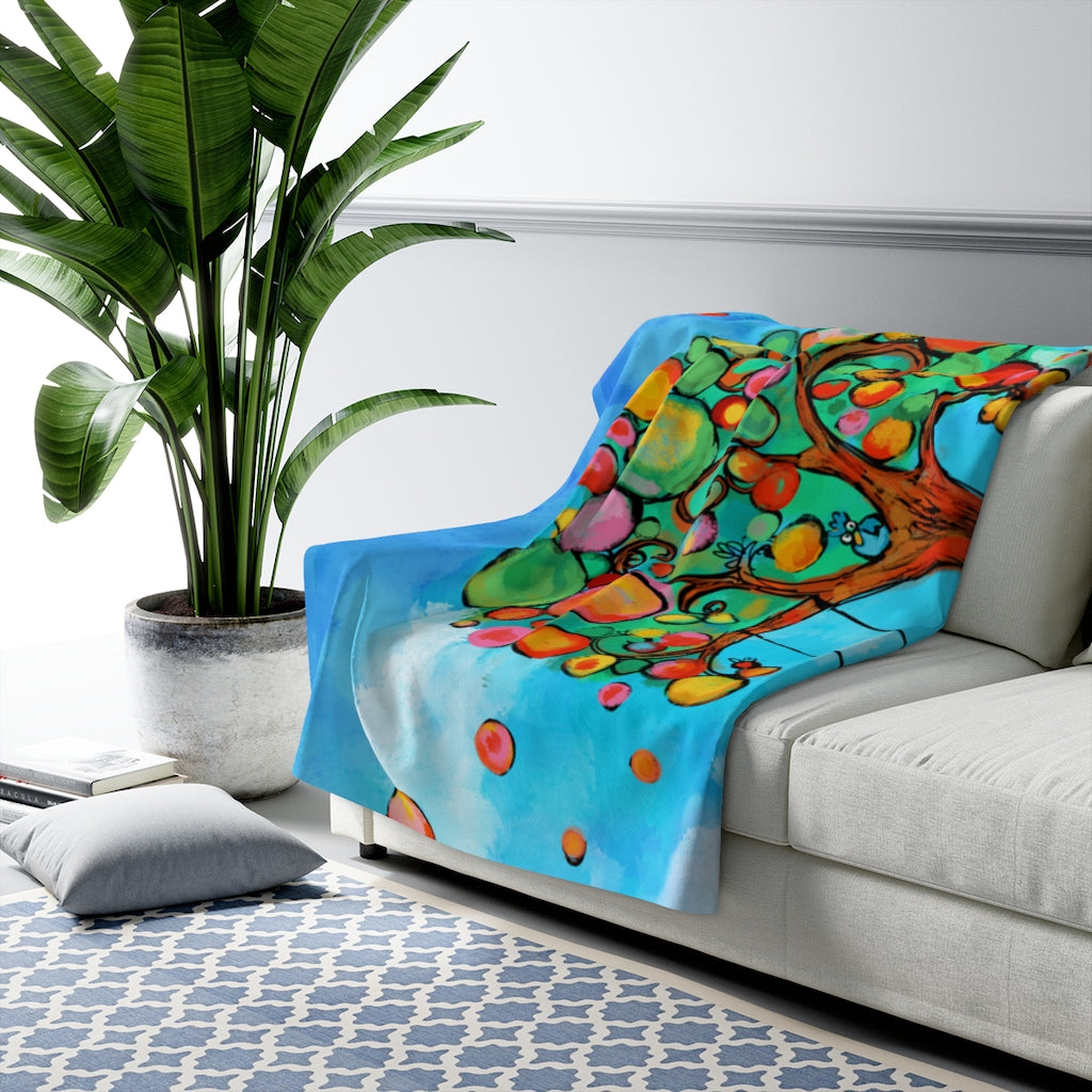 Happiness (Dog on Swing) Sherpa Fleece Blanket