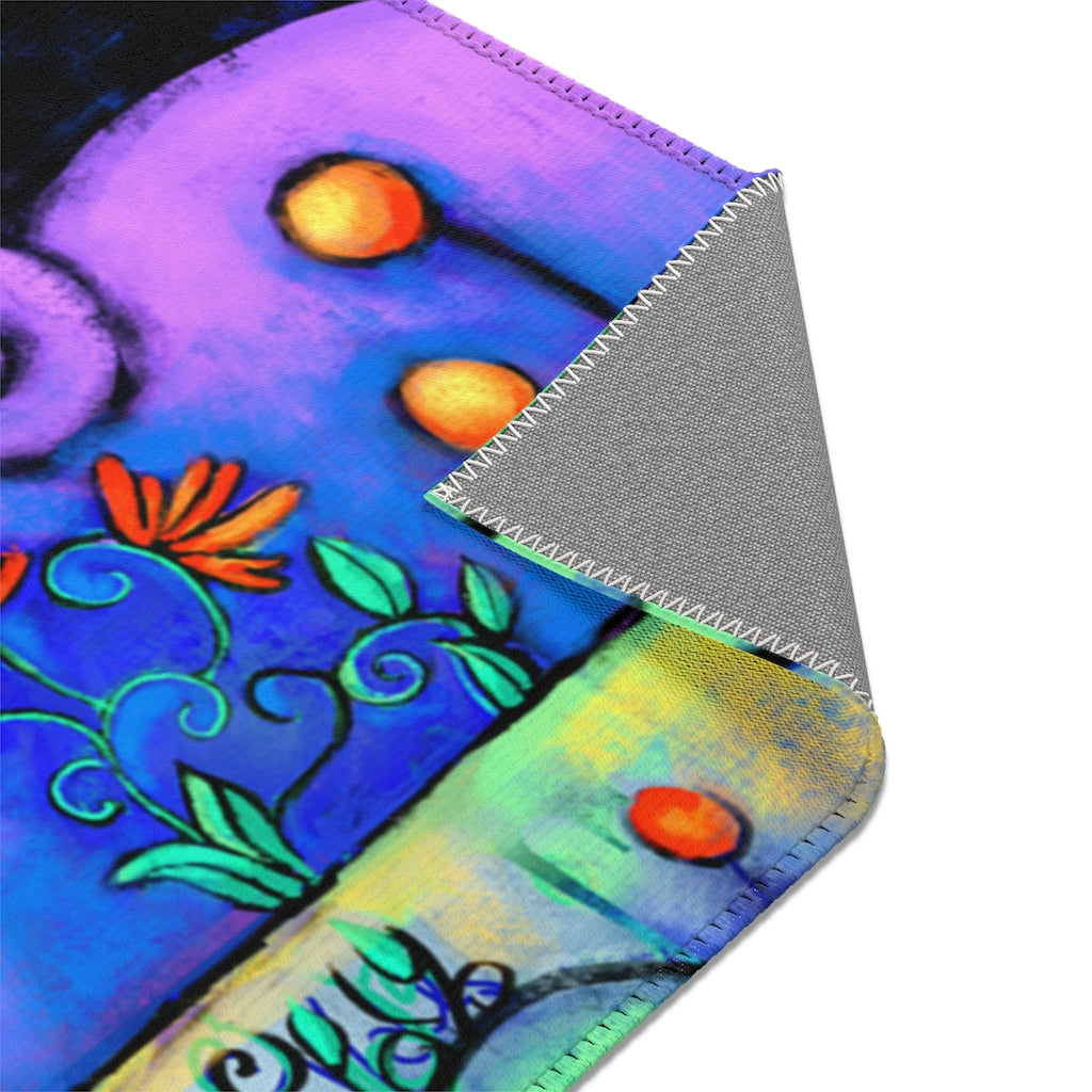 Two Dogs Under Moon Chenille Area Rug