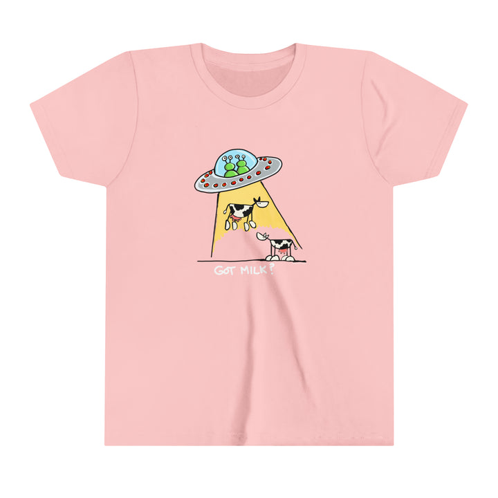 UFO abducting Dairy Cows Youth Short Sleeve Tee