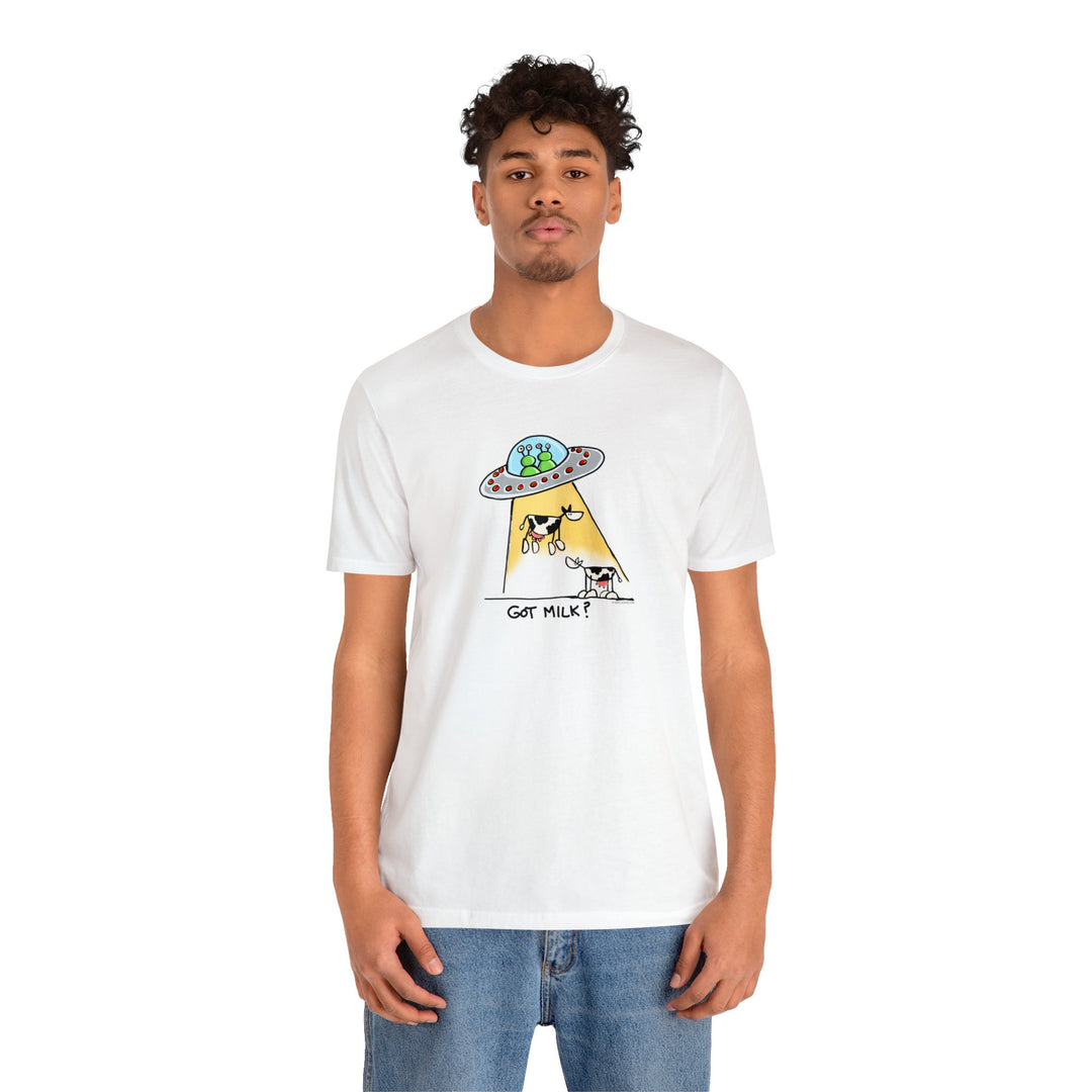 Got M*lk? UFO abducting dairy cows Unisex Soft Cotton T-Shirt