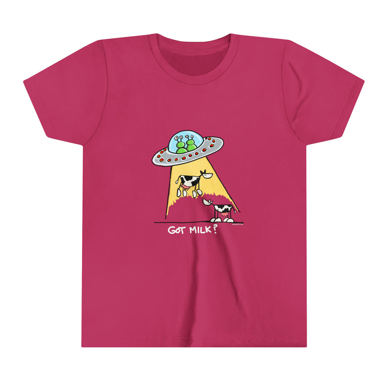 UFO abducting Cows Youth Soft Tee