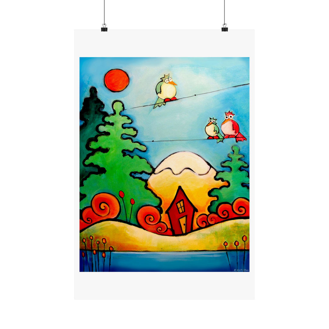 Laxy Birds Cabin Premium Matte vertical posters