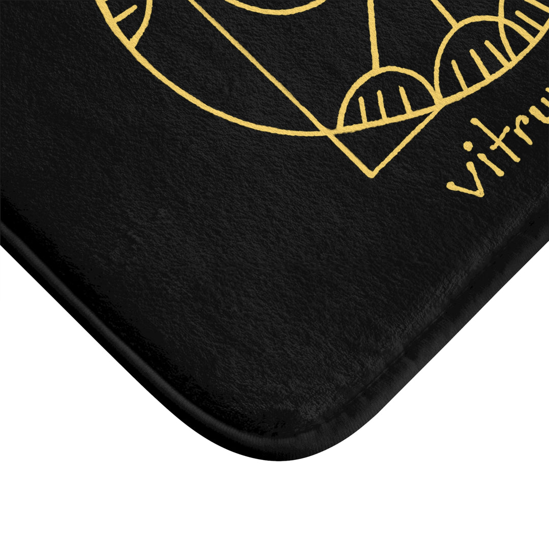 Vitruvian Dog Da Vinci Black Plush Bath Mat