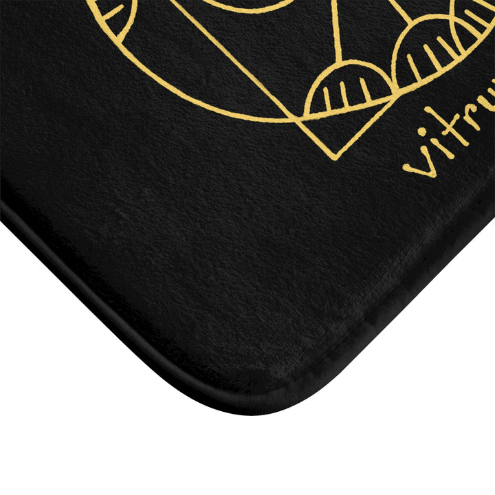 Vitruvian Dog Da Vinci Black Plush Bath Mat