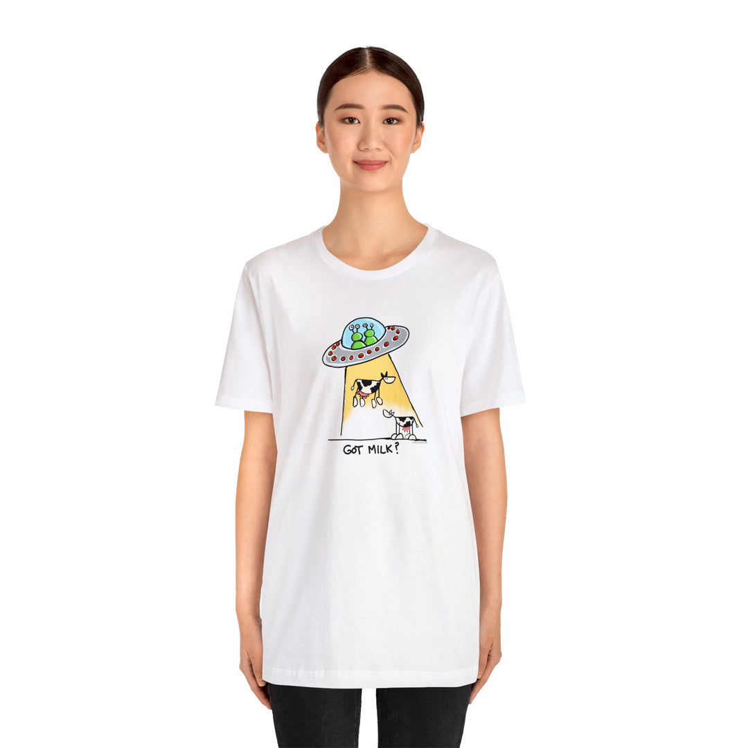 Got M*lk? UFO abducting dairy cows Unisex Soft Cotton T-Shirt