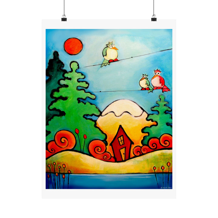 Laxy Birds Cabin Premium Matte vertical posters