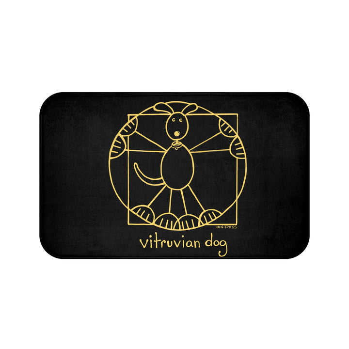 Vitruvian Dog Da Vinci Black Plush Bath Mat