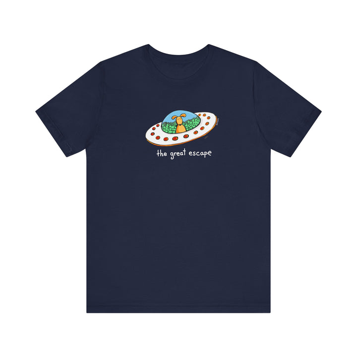 The Great Escape Dog in UFO Unisex Soft Cotton T-Shirt