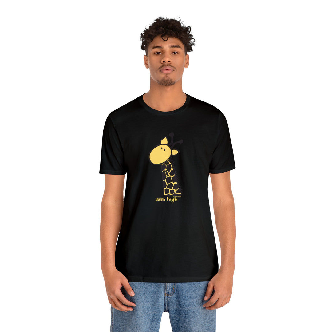 Aim High Giraffe Unisex Soft Cotton T-Shirt