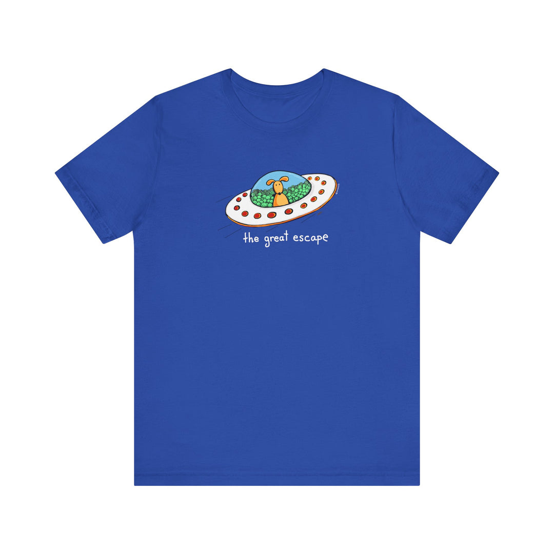 The Great Escape Dog in UFO Unisex Soft Cotton T-Shirt