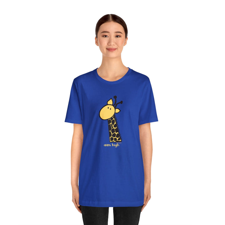 Aim High Giraffe Unisex Soft Cotton T-Shirt