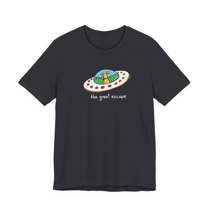 The Great Escape Dog in UFO Unisex Soft Cotton T-Shirt
