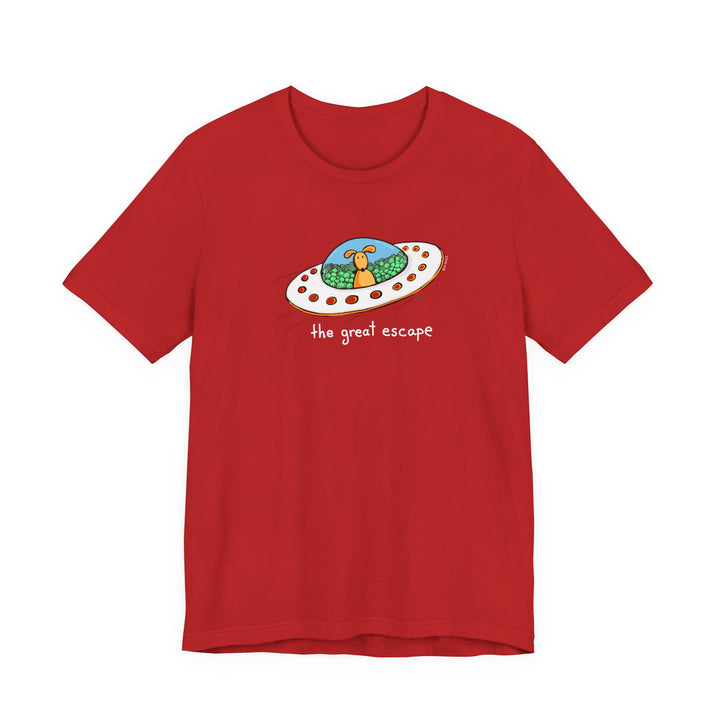 The Great Escape Dog in UFO Unisex Soft Cotton T-Shirt