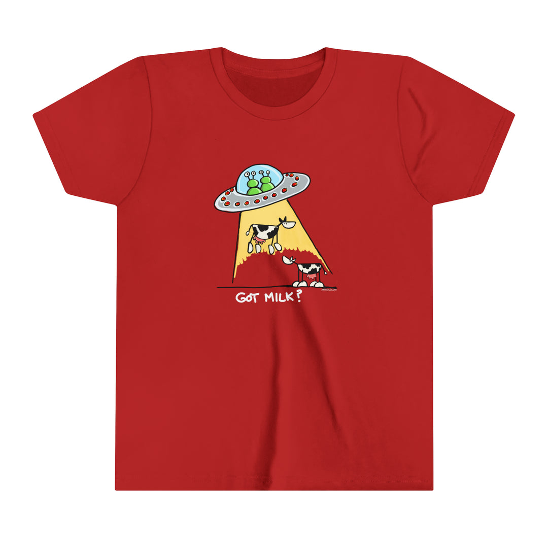 UFO abducting Dairy Cows Youth Short Sleeve Tee