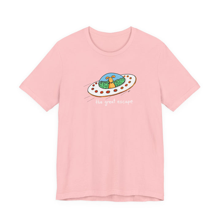 The Great Escape Dog in UFO Unisex Soft Cotton T-Shirt