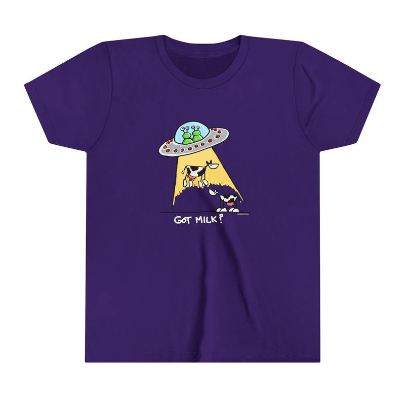 UFO abducting Dairy Cows Youth Short Sleeve Tee