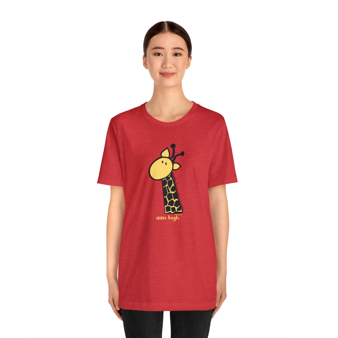 Aim High Giraffe Unisex Soft Cotton T-Shirt