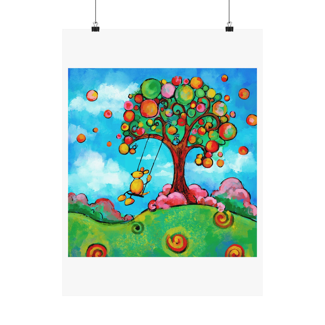 HAppiness Dog Swing  Premium Matte vertical posters