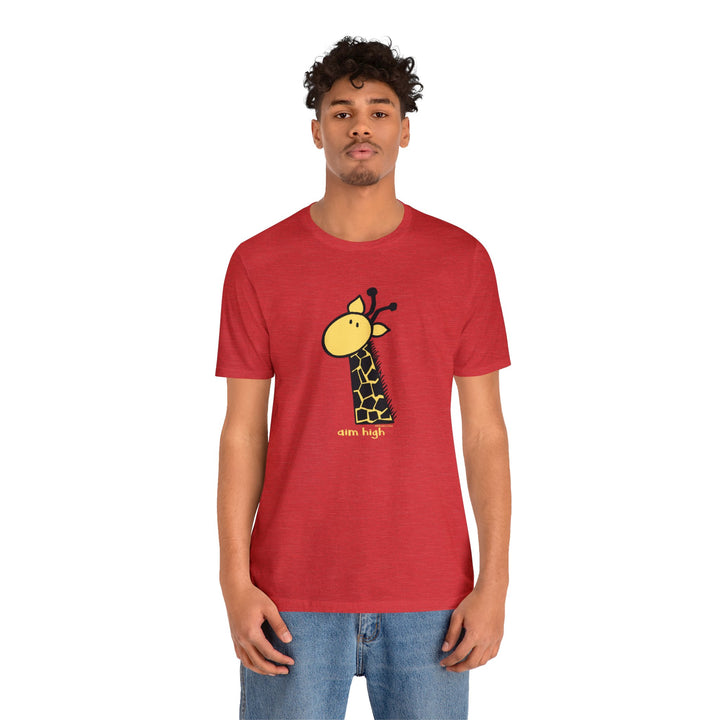 Aim High Giraffe Unisex Soft Cotton T-Shirt