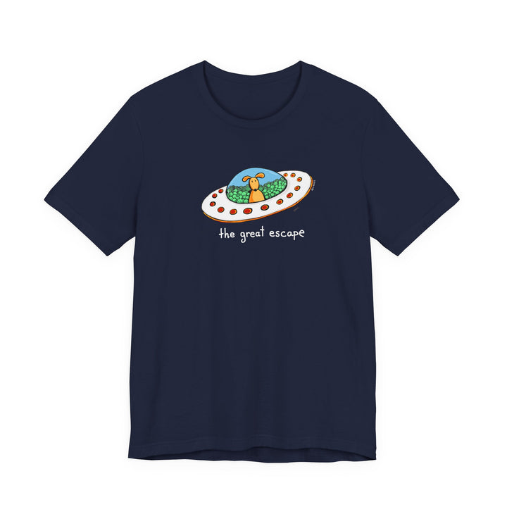 The Great Escape Dog in UFO Unisex Soft Cotton T-Shirt