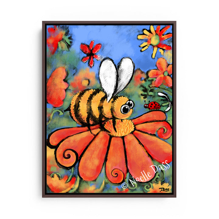 A Bee's Day Out Canvas / 11x14 / Espresso Floating Frame