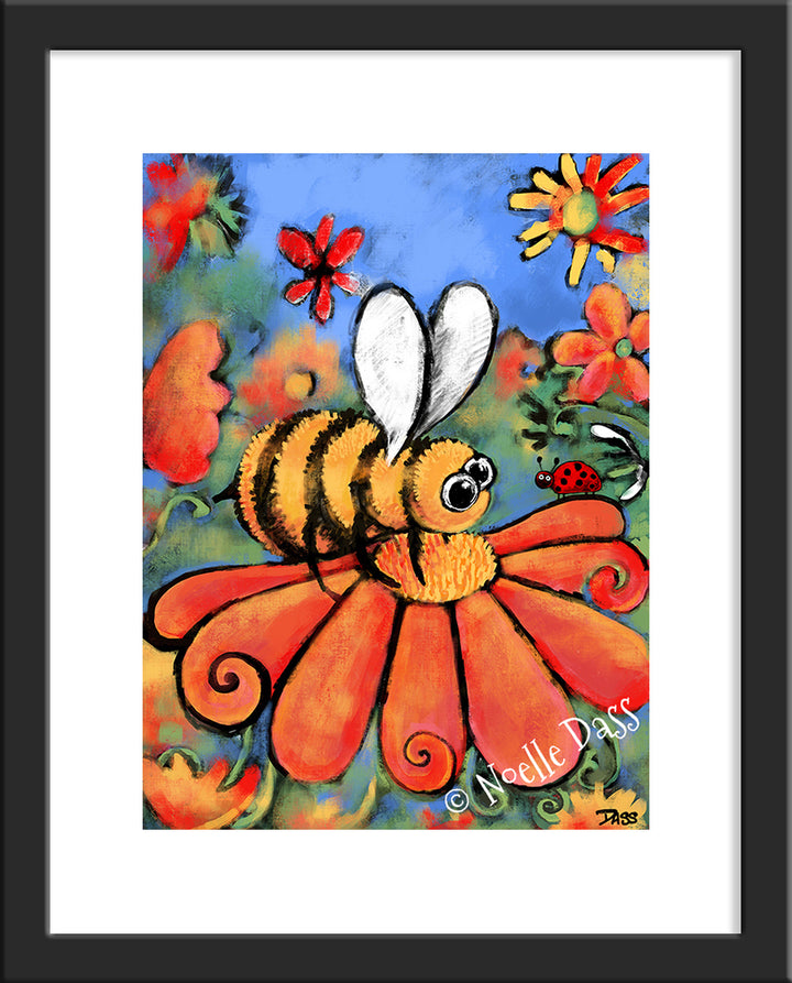 A Bee's Day Out Paper / 11x14 with white border/image is 8x10 / Black Frame