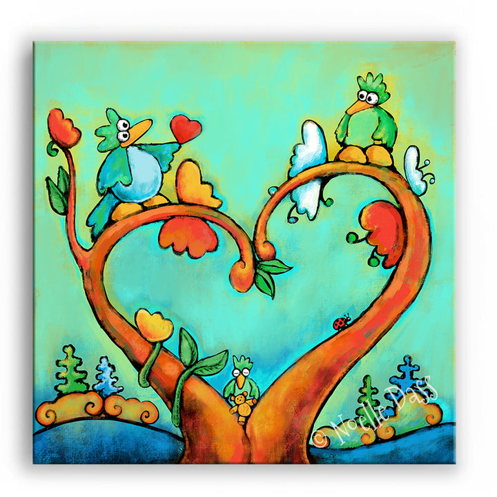 A New Hope | Birds and Heart Canvas / 30x30 / Unframed