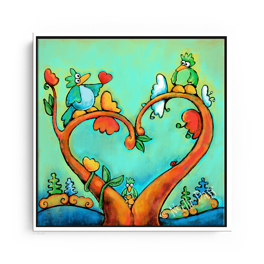A New Hope | Birds and Heart Canvas / 30x30 / White Floating Frame