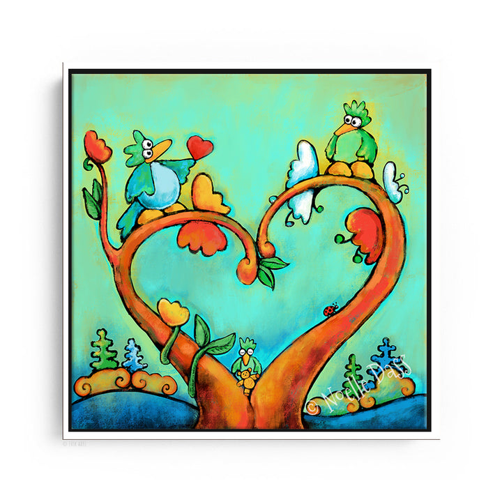 A New Hope | Birds and Heart Canvas / 30x30 / White Floating Frame