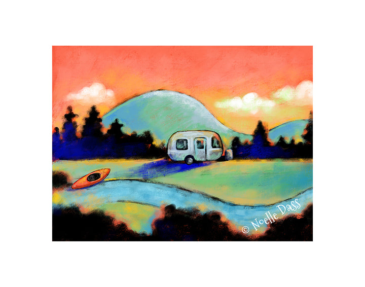 Airstream and Kayak Dreams Paper / 11x14 with white border/image is 8x10 / Unframed