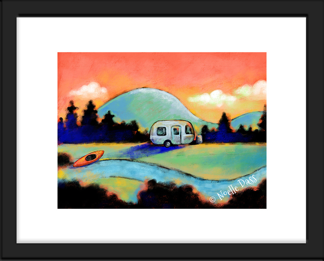 Airstream and Kayak Dreams Paper / 11x14 with white border/image is 8x10 / Black Frame