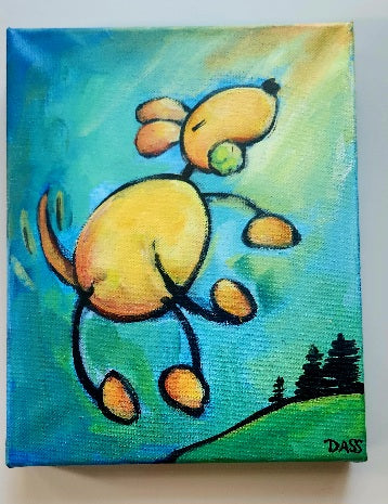 Original Joy of Dog Ball 8x10 inch Canvas