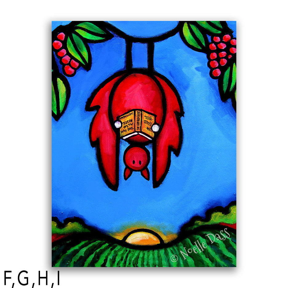 Bat Reading Hemingway (If the Sun Also Rises) I: Canvas 30x40 in.