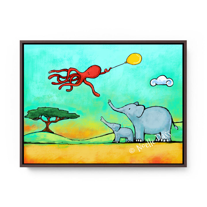 The Big Adventure (sequel to Octopus Possibility) Canvas / 11x14 / Espresso Floating Frame