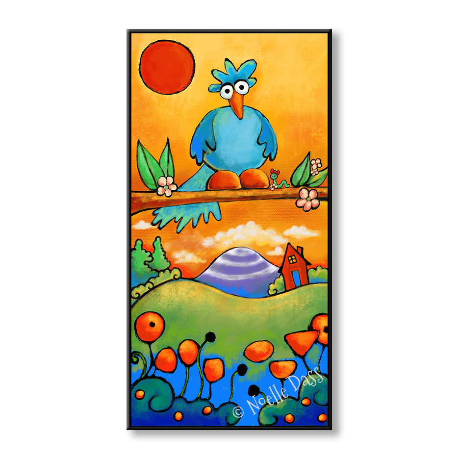 Bird Watching Canvas / 15x30 / Black Floating Frame