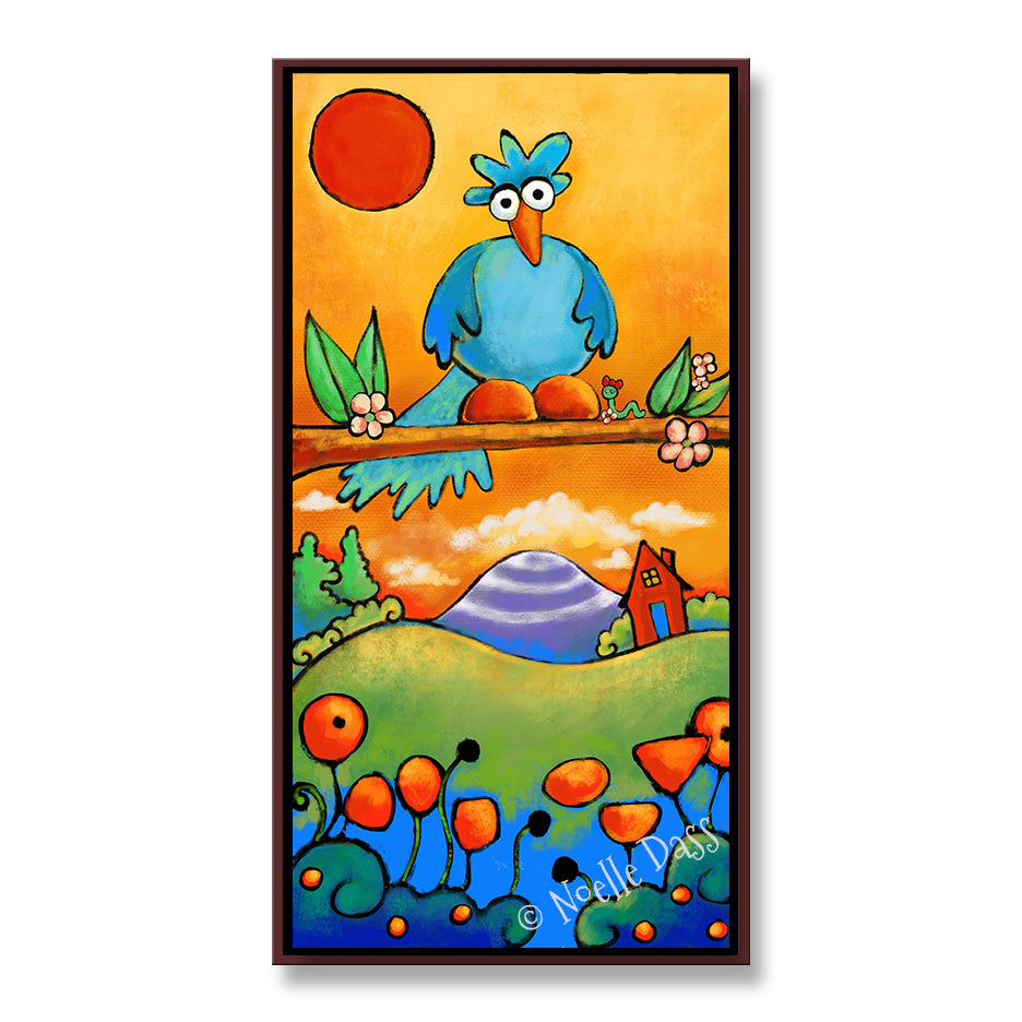 Bird Watching Canvas / 15x30 / Espresso Floating Frame