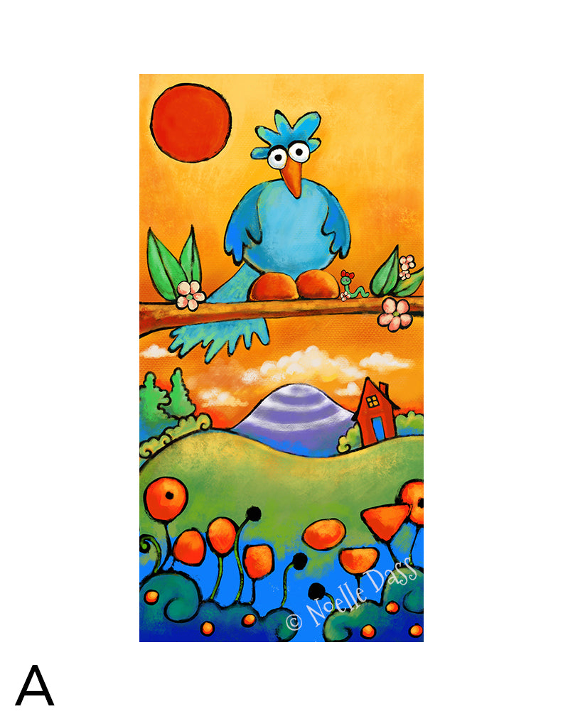 Bird Watching matted archival paper art print, 11x14 with white border, by Noelle Dass