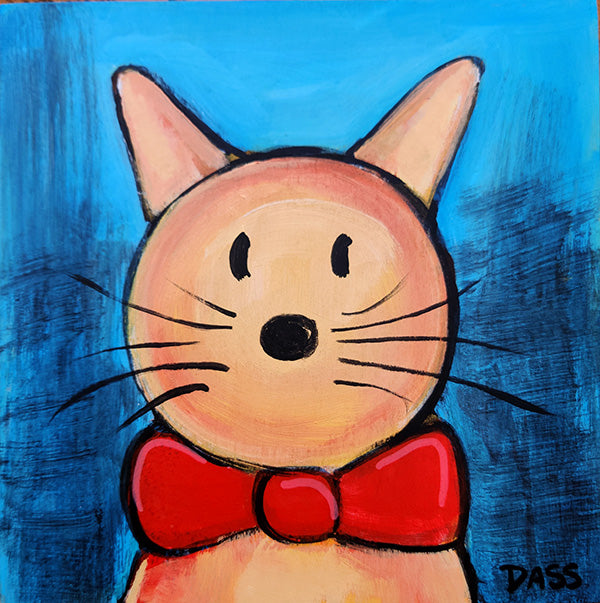 Fancy Cat Original 6x6 Acrylic on Wood