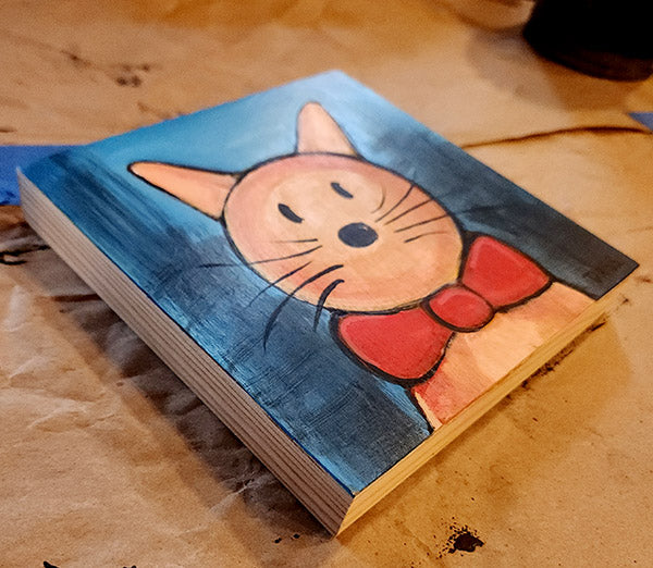 Fancy Cat Original 6x6 Acrylic on Wood