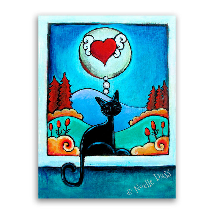 Thinking of You...Cat Art Canvas / 11x14 / Unframed