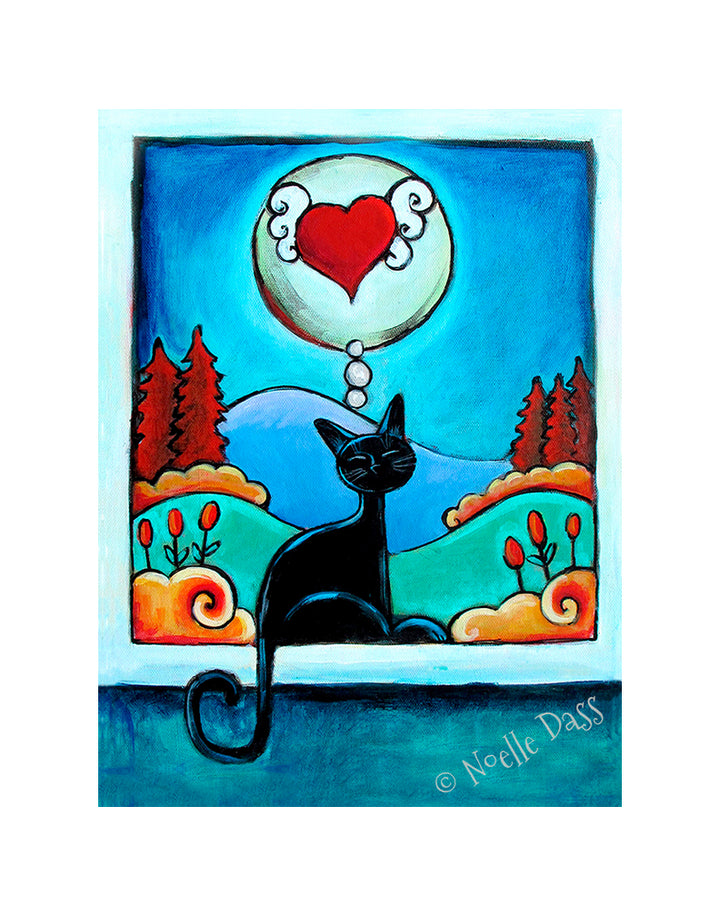 Thinking of You...Cat Art Paper / 11x14 with white border/image is 8x10 / Unframed