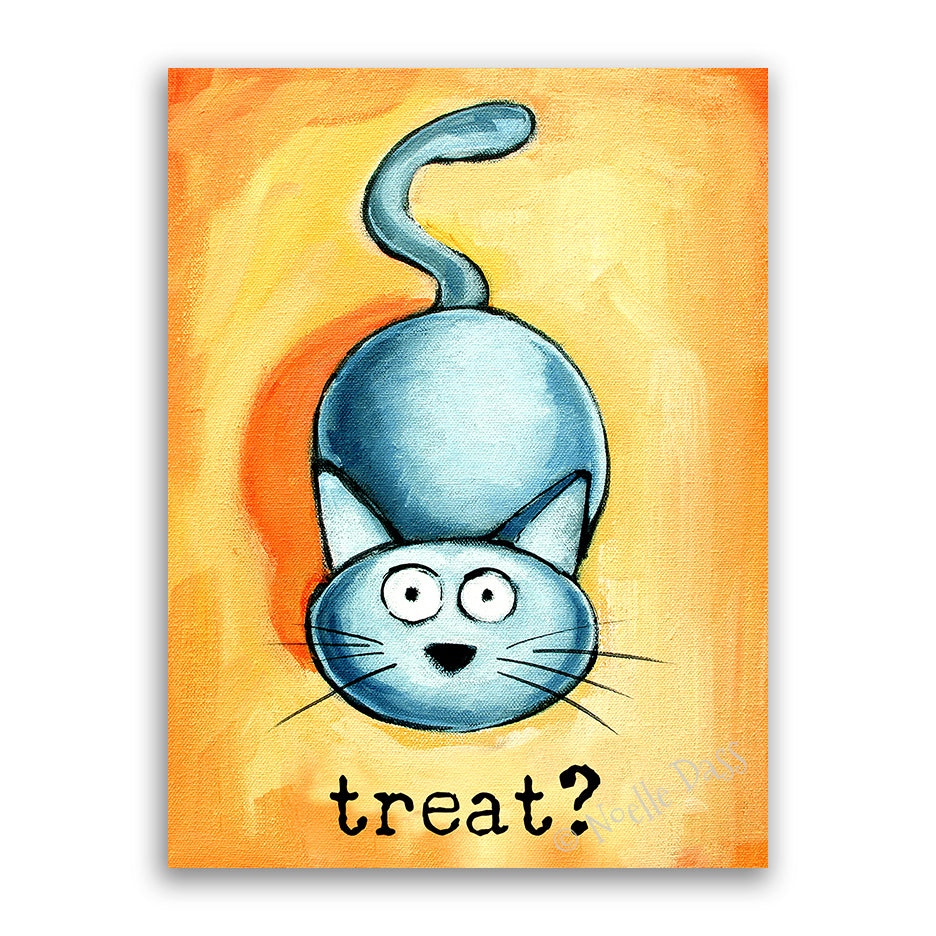 Treat? Cat art Canvas / 11x14 / Unframed